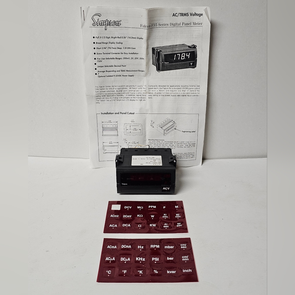 NEW Simpson Meter F-35-1-35-0 Power Supply 120 VAC. Input 750 V AC w/ Manual